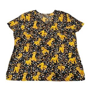 Disney Lion King Simba Women's V-Neck Short Sleeve Scrub Top Size 2X EUC